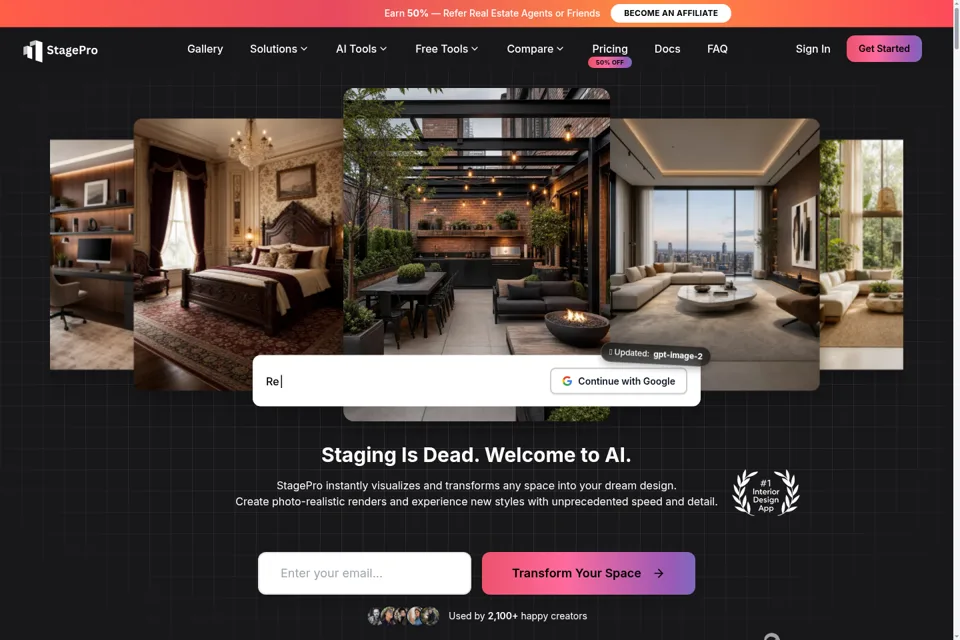 Aperçu de la landing page