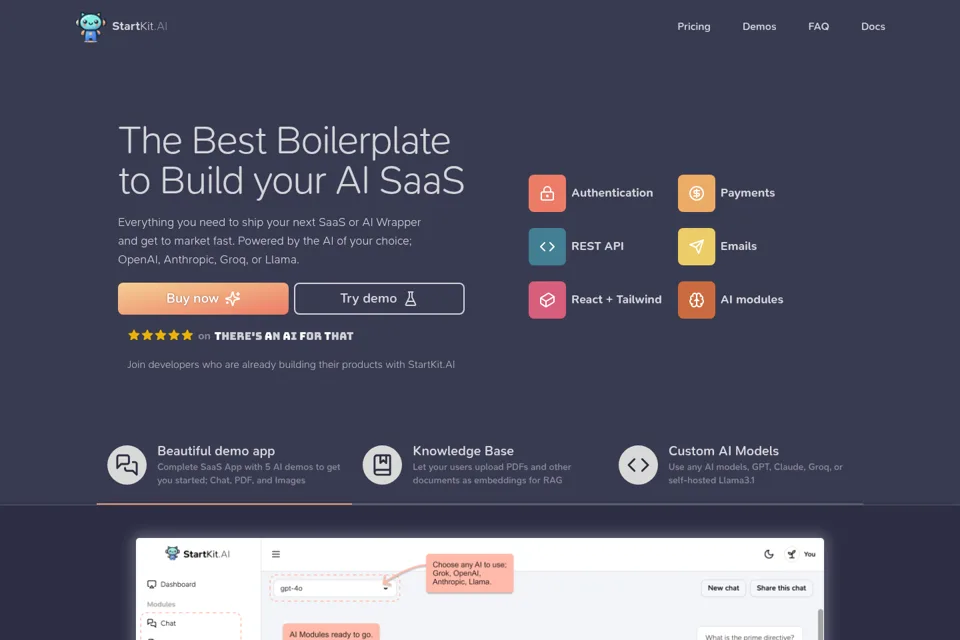 Aperçu de la landing page