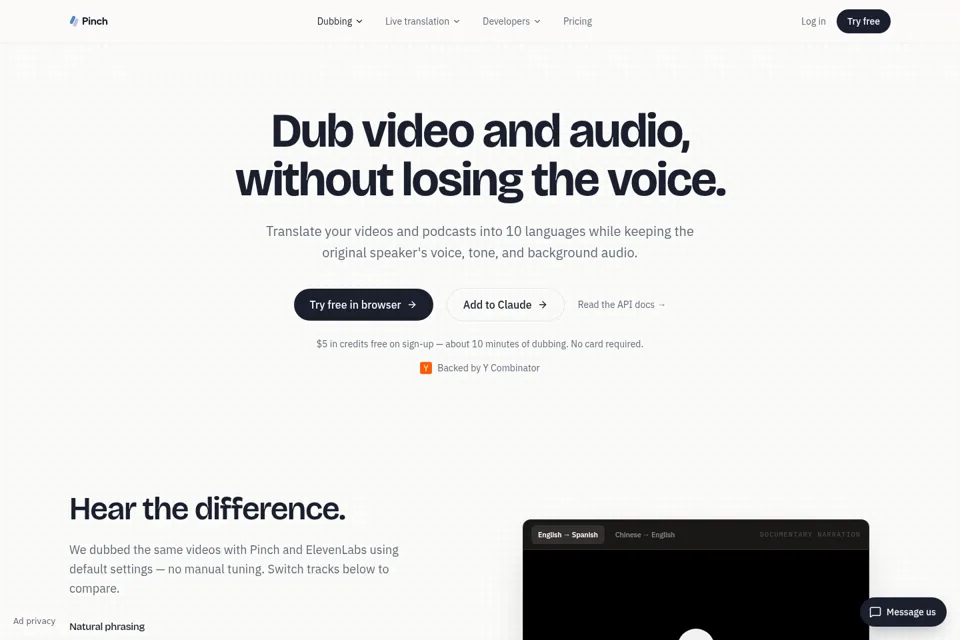 Aperçu de la landing page