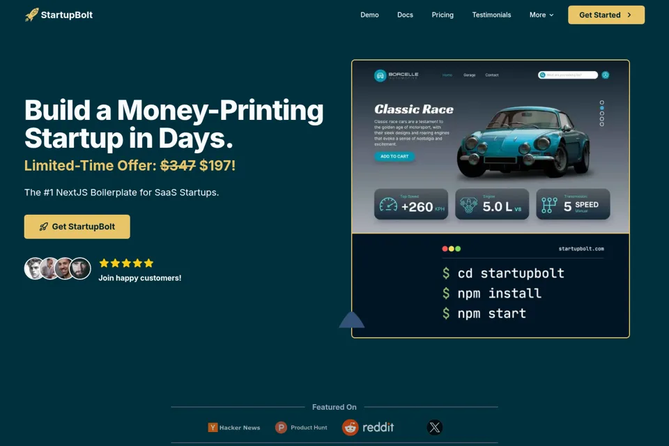 Aperçu de la landing page