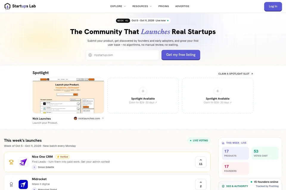 Aperçu de la landing page