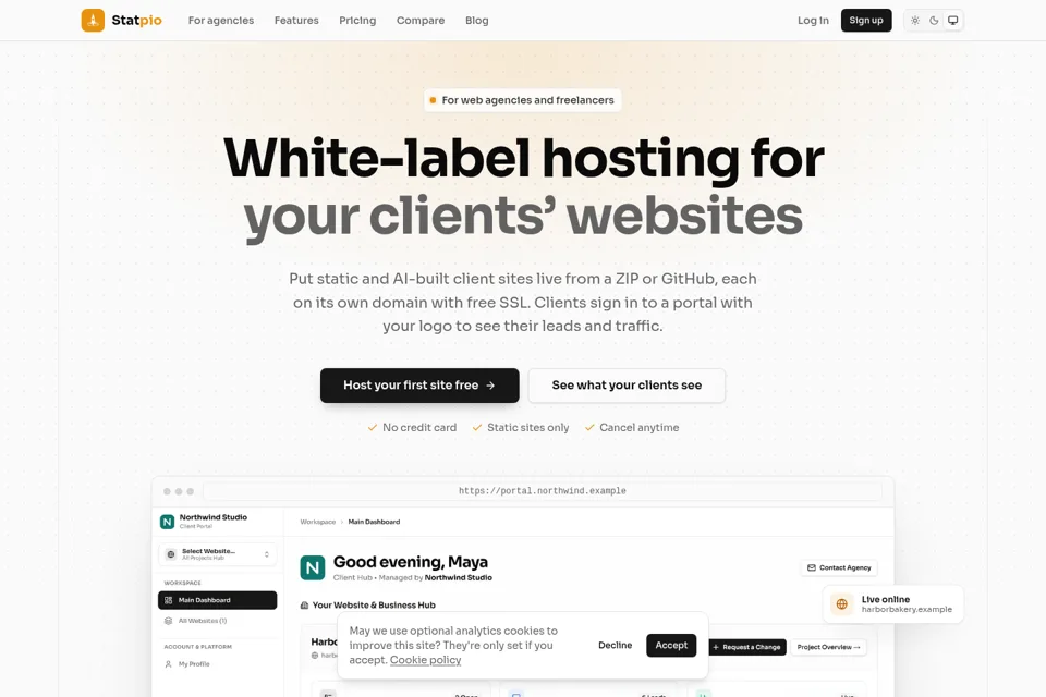 Aperçu de la landing page