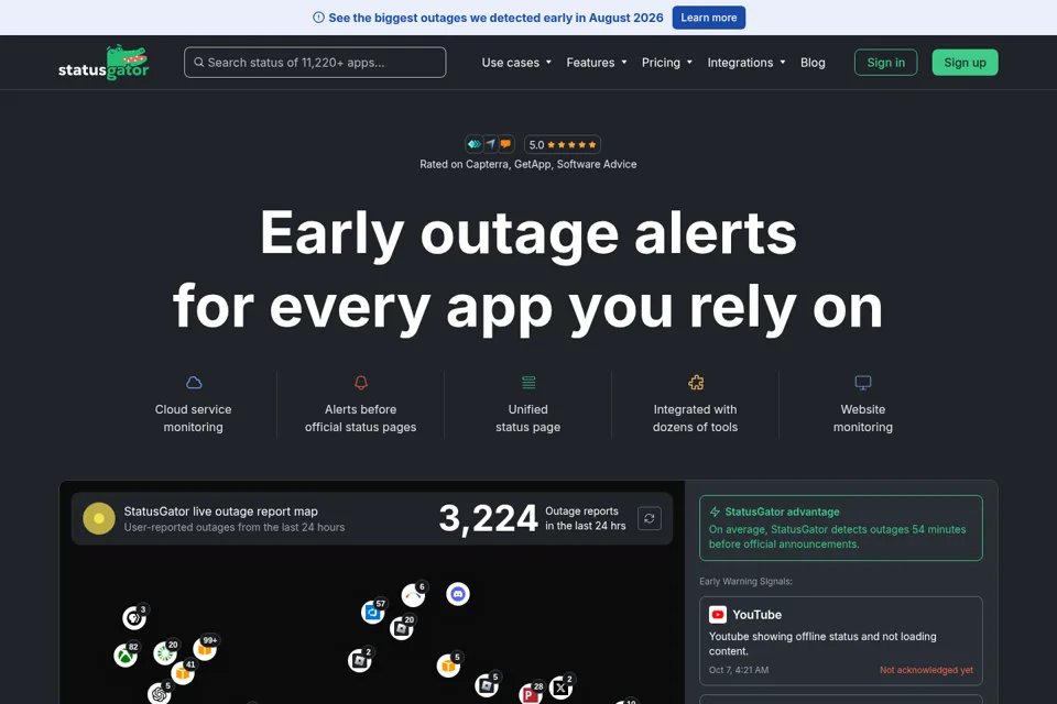 Aperçu de la landing page