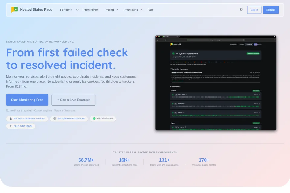 Aperçu de la landing page