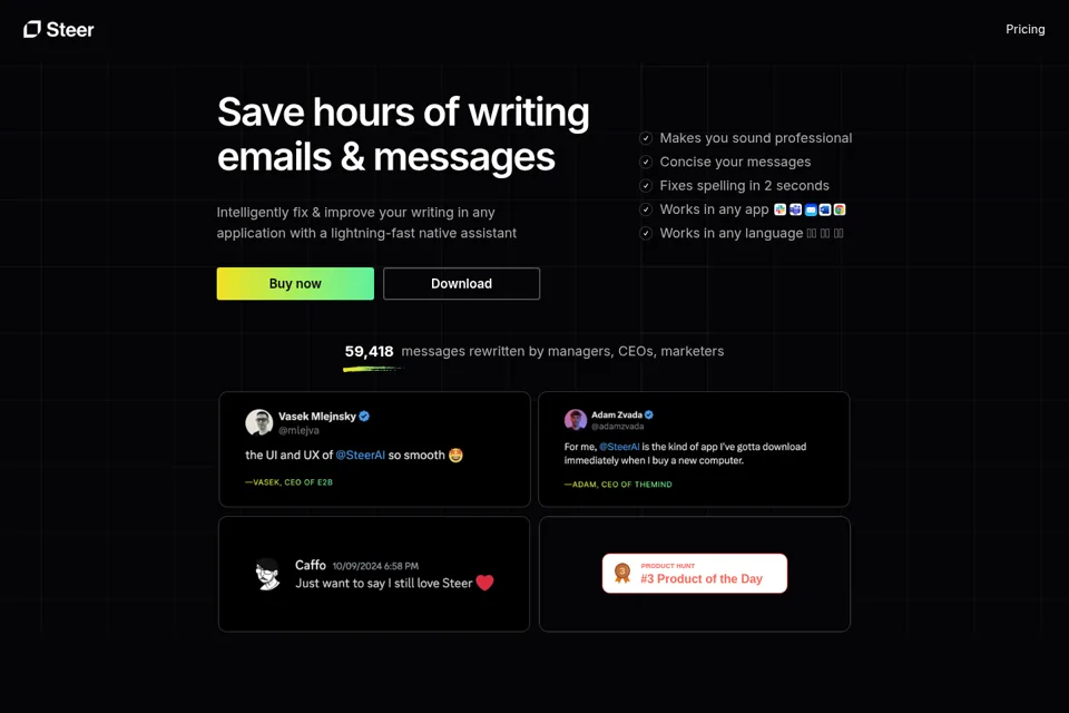 Aperçu de la landing page