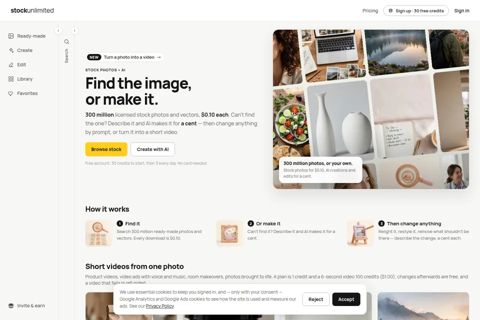 Aperçu de la landing page