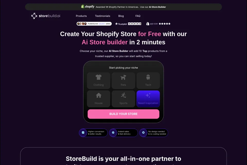 Aperçu de la landing page