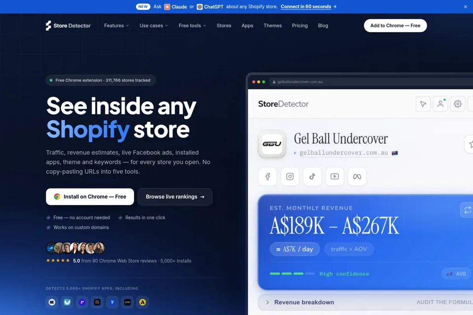 Aperçu de la landing page