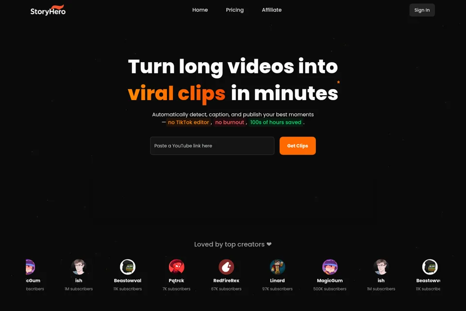 Aperçu de la landing page