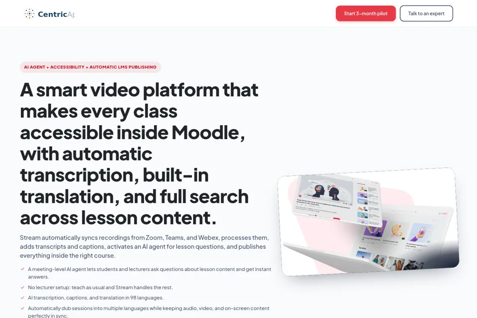 Aperçu de la landing page