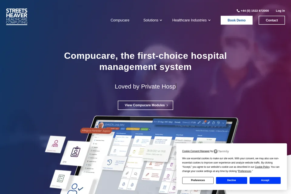 Aperçu de la landing page