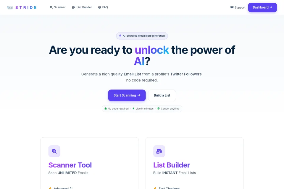 Aperçu de la landing page