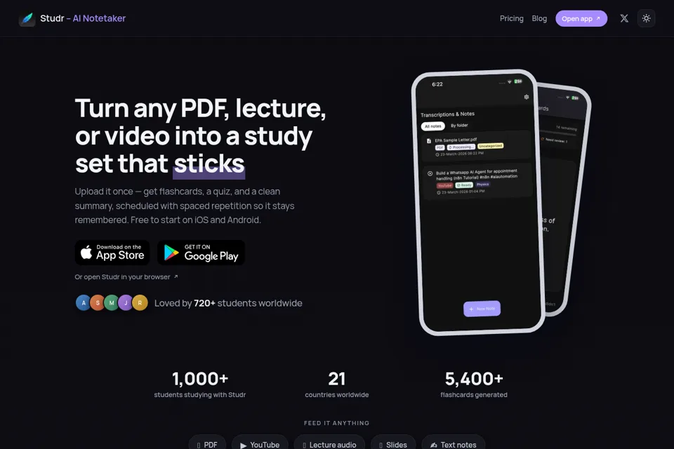 Aperçu de la landing page