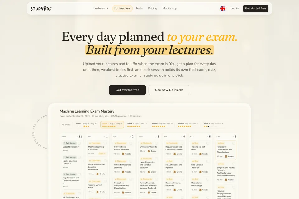 Aperçu de la landing page