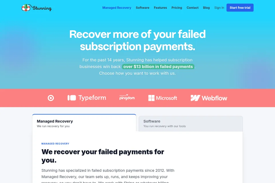 Aperçu de la landing page