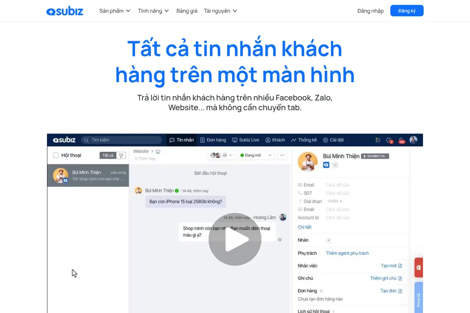 Aperçu de la landing page