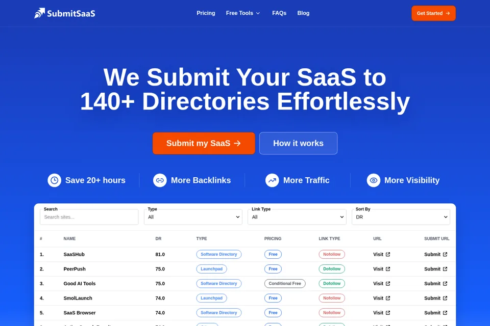 Aperçu de la landing page