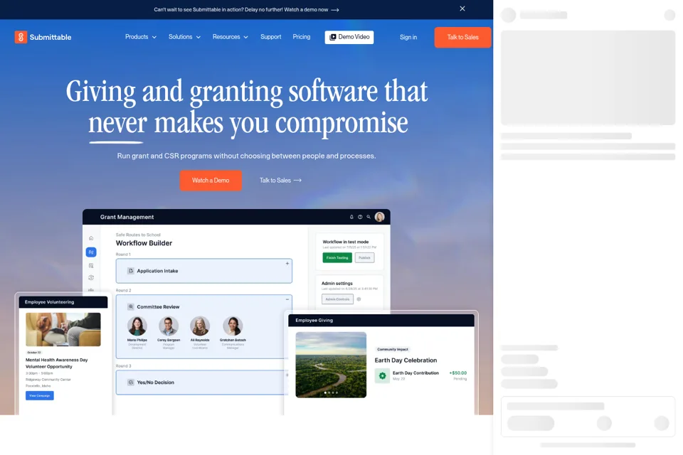 Landing page preview
