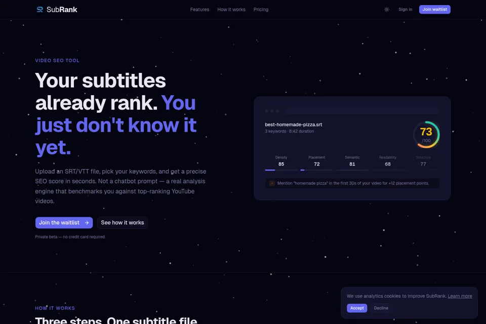 Aperçu de la landing page