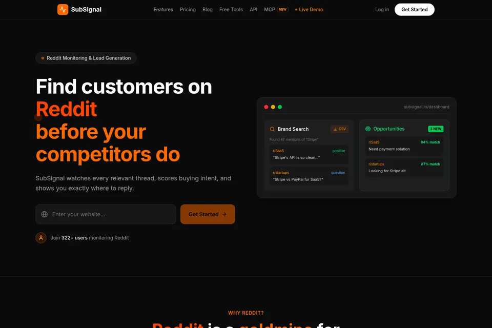 Aperçu de la landing page