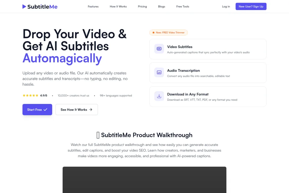 Aperçu de la landing page