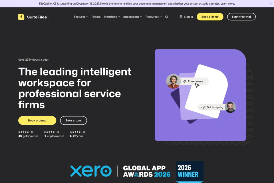 Aperçu de la landing page