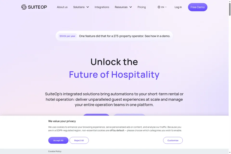 Aperçu de la landing page