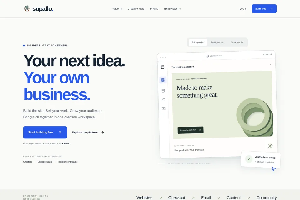 Aperçu de la landing page