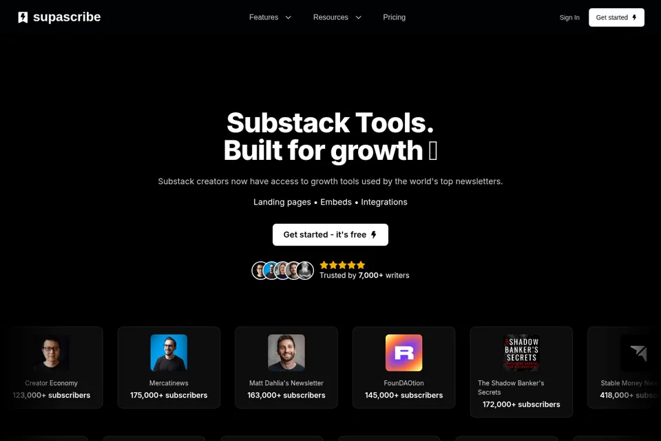 Aperçu de la landing page