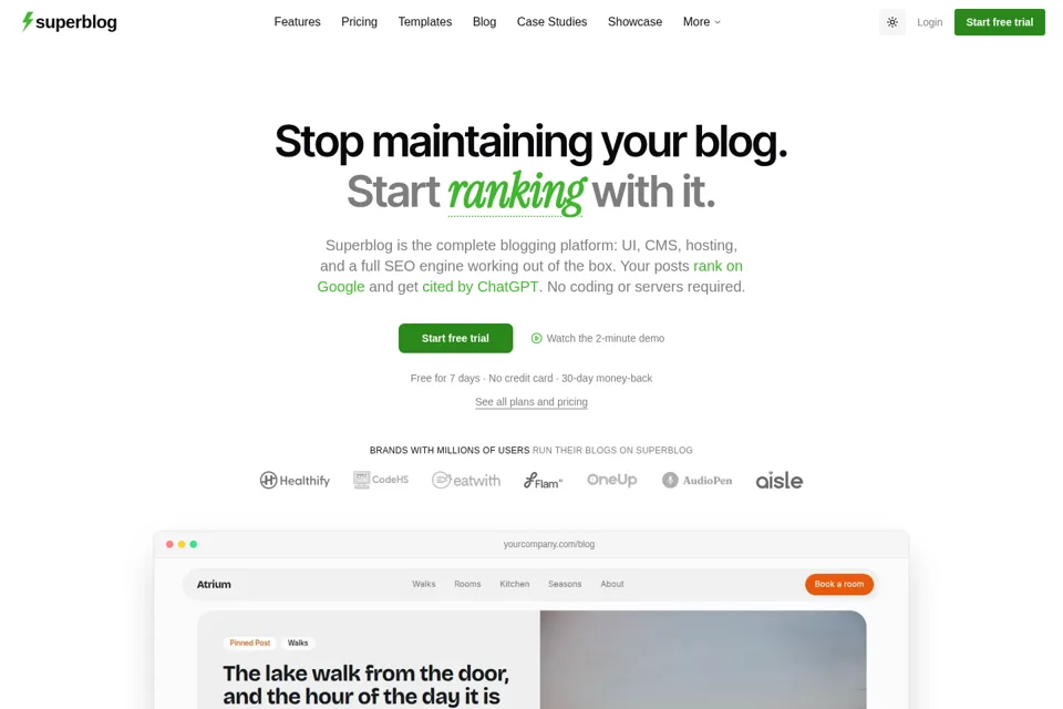 Landing page preview