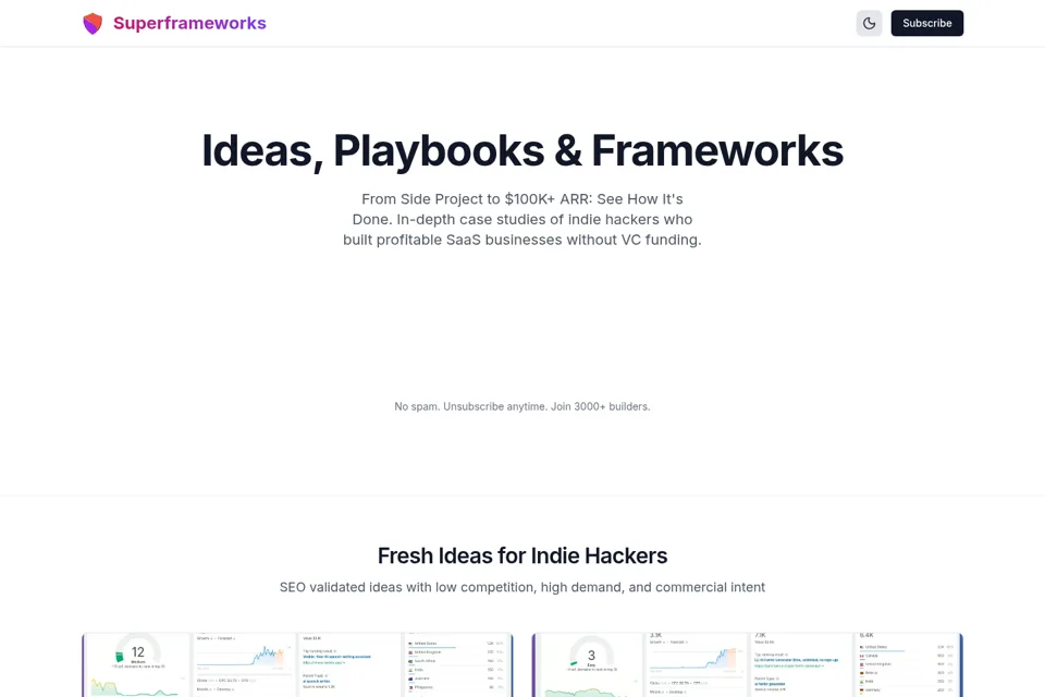 Aperçu de la landing page