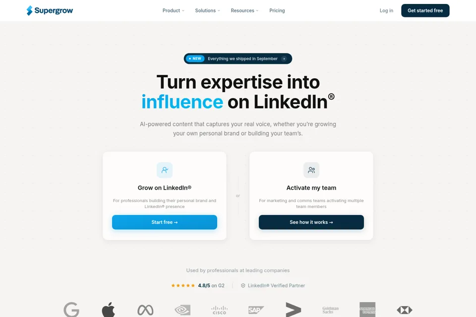 Aperçu de la landing page