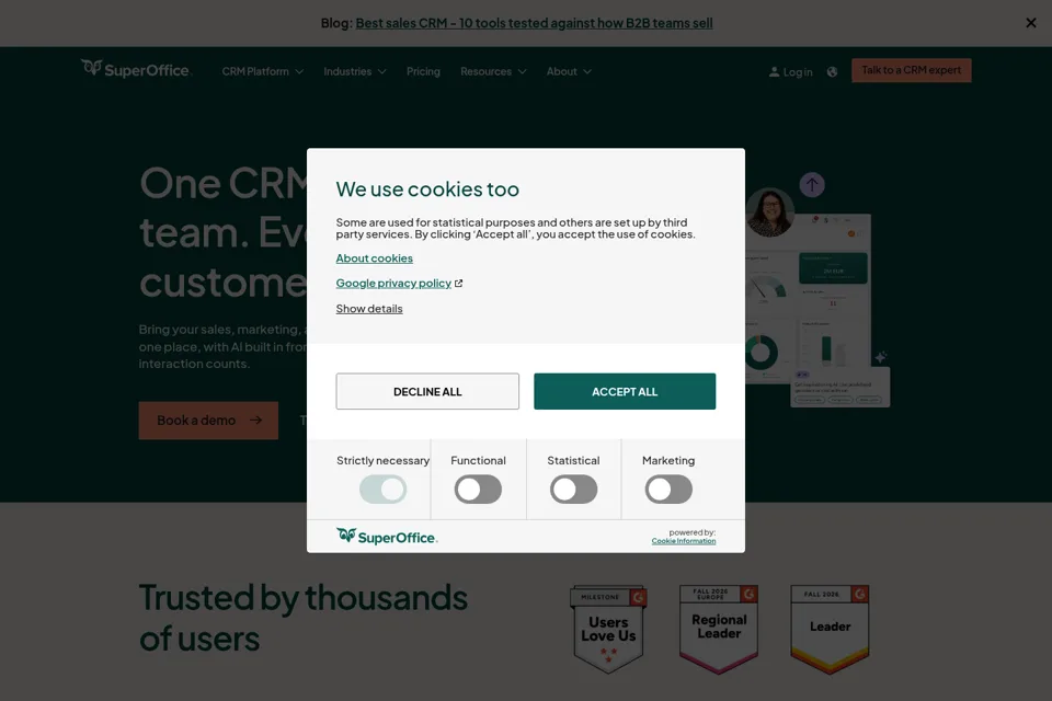 Aperçu de la landing page