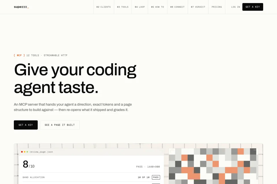 Aperçu de la landing page