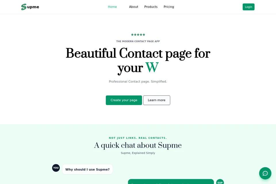Aperçu de la landing page