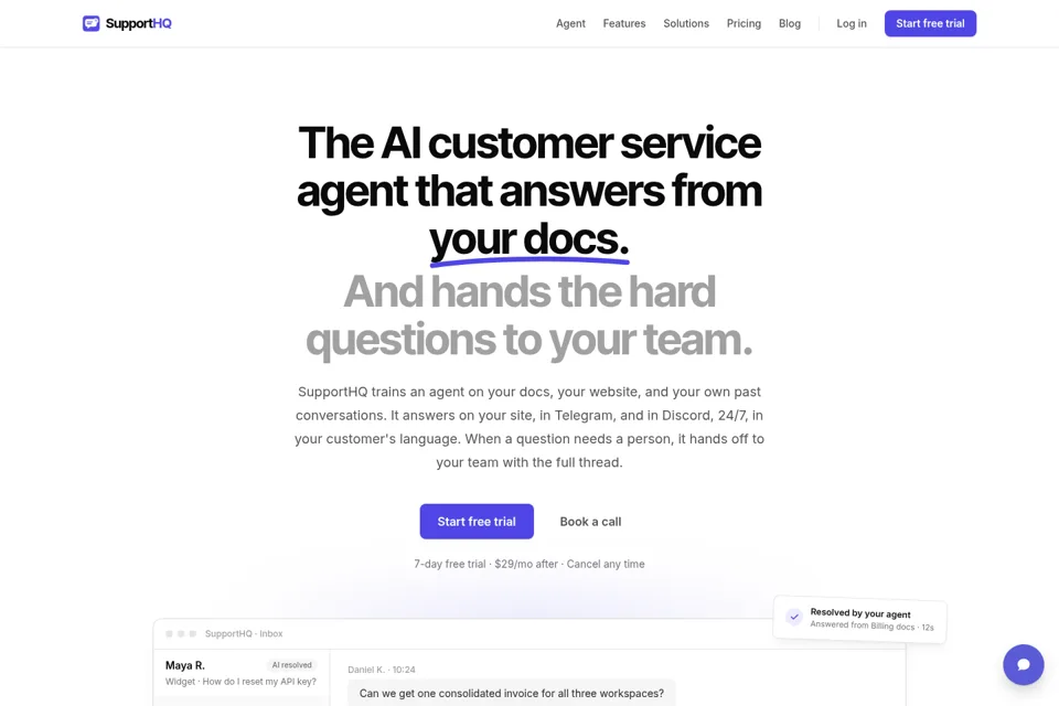 Aperçu de la landing page