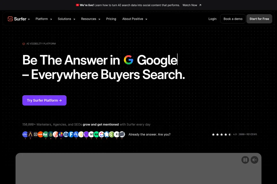 Aperçu de la landing page