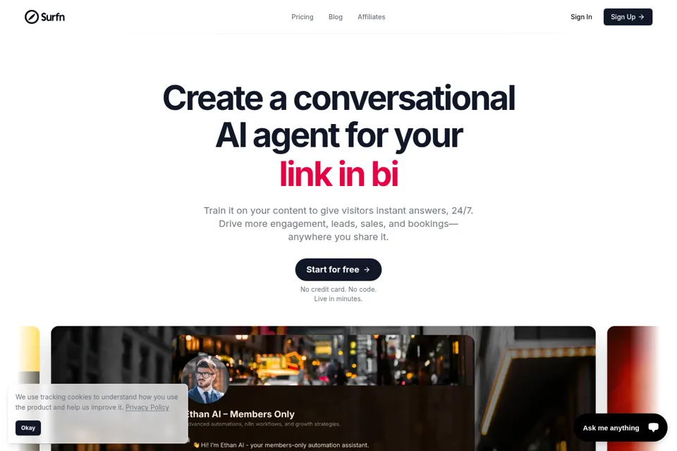 Aperçu de la landing page