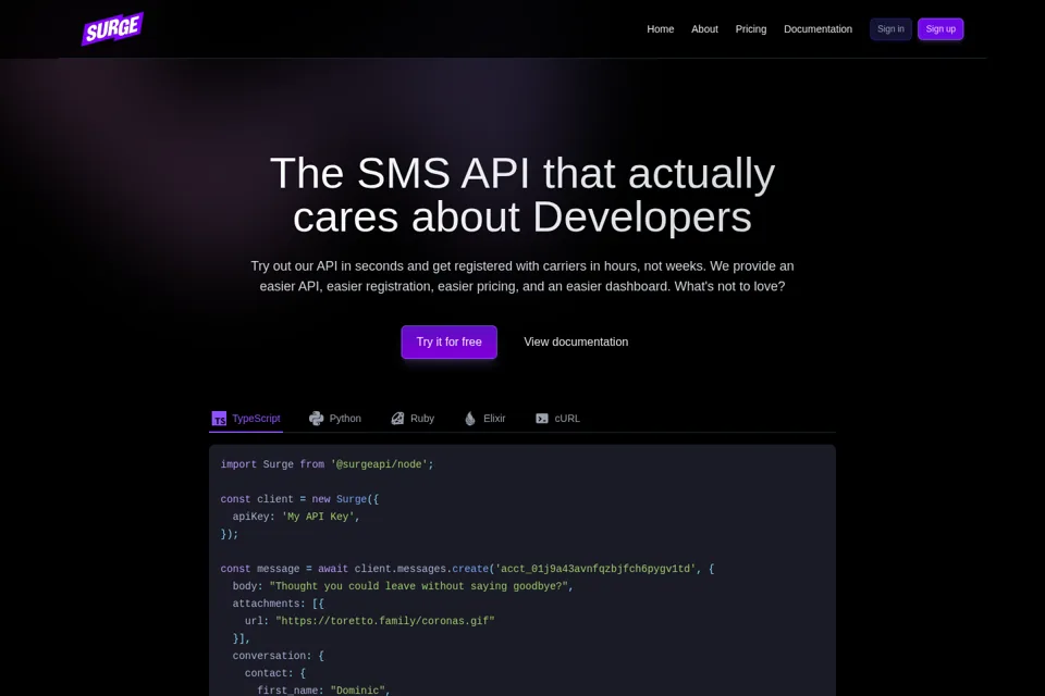 Aperçu de la landing page