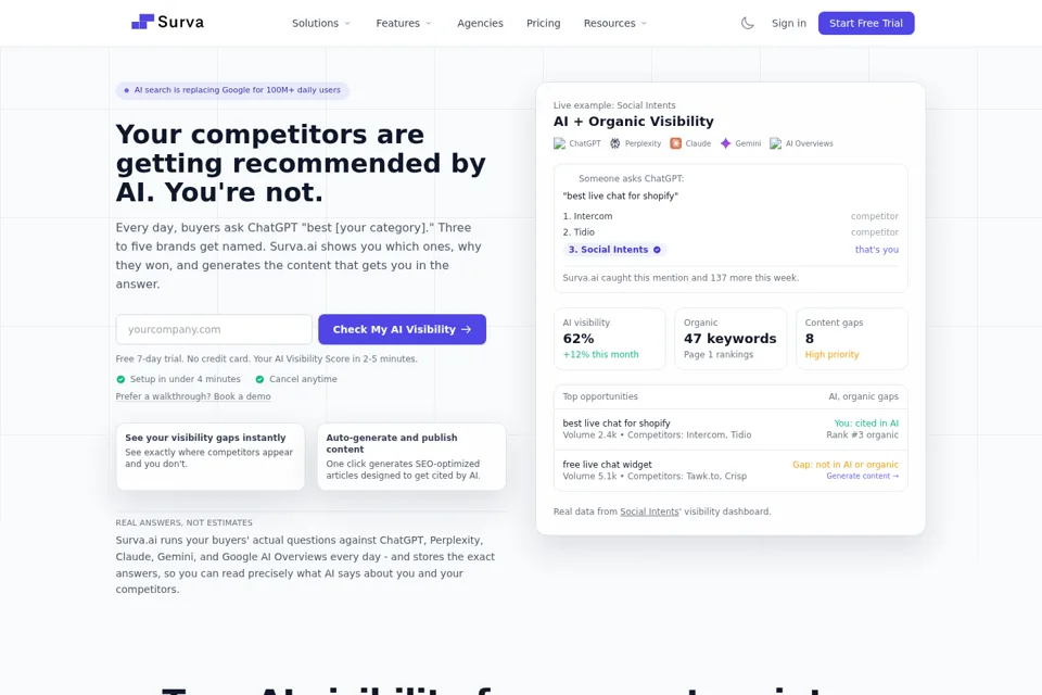Aperçu de la landing page