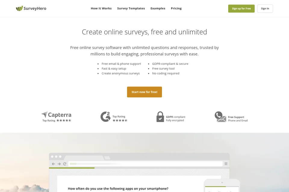 Aperçu de la landing page