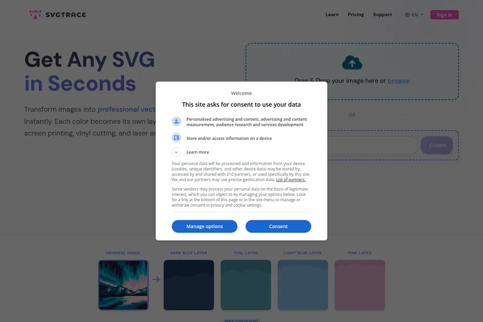 Aperçu de la landing page