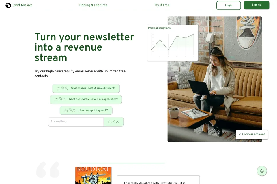 Aperçu de la landing page
