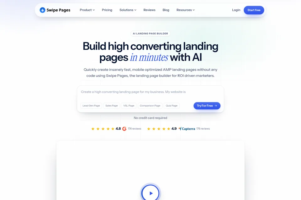 Aperçu de la landing page