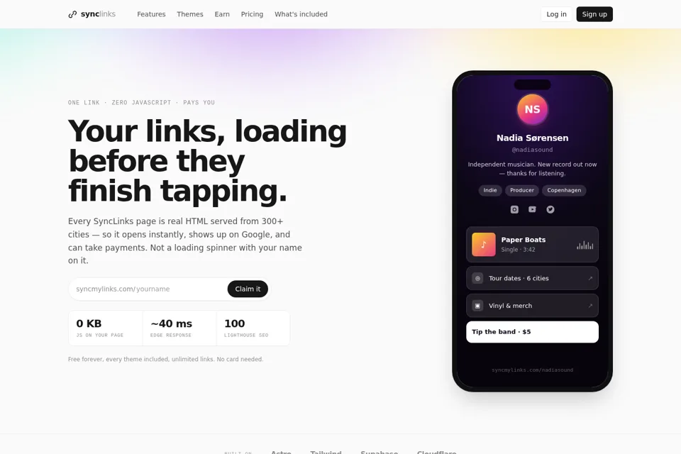 Aperçu de la landing page