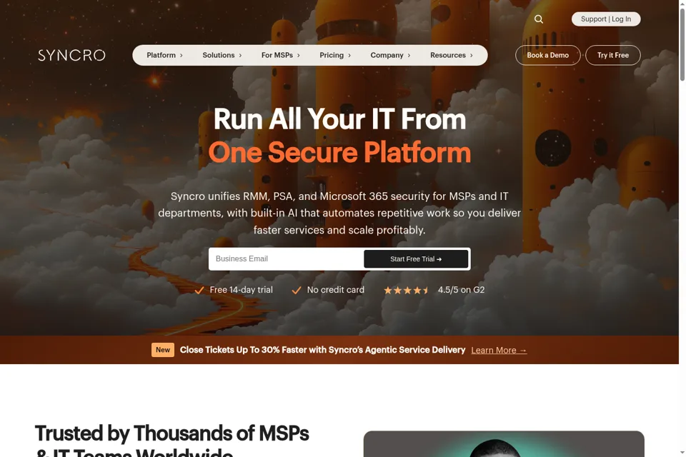 Aperçu de la landing page