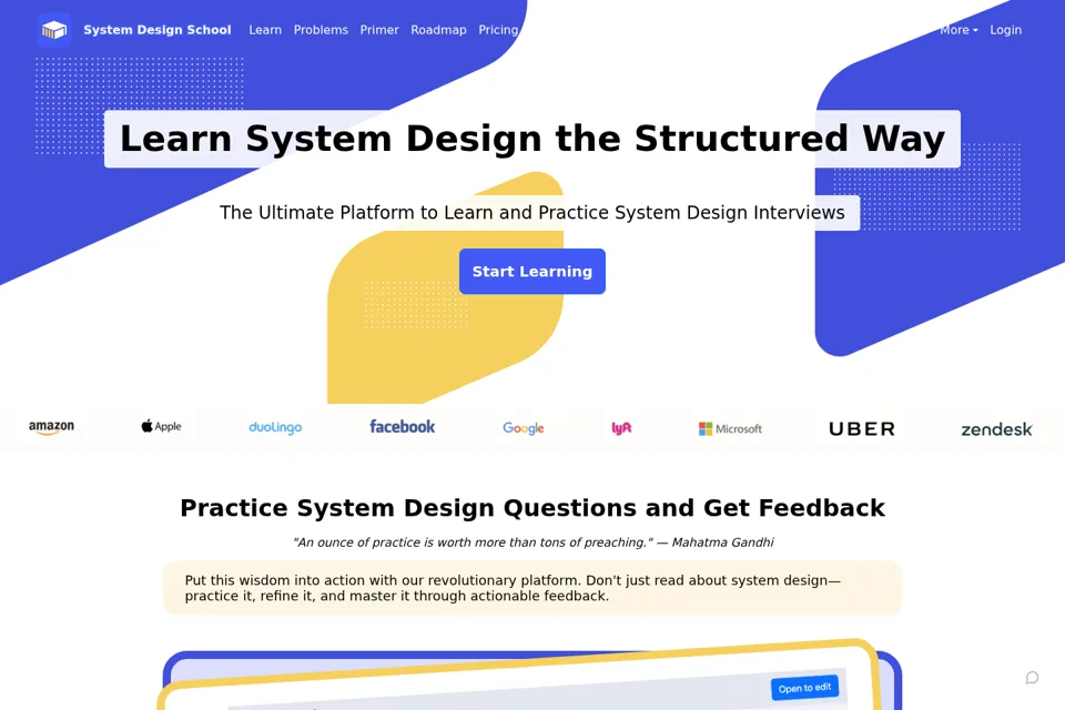 Aperçu de la landing page