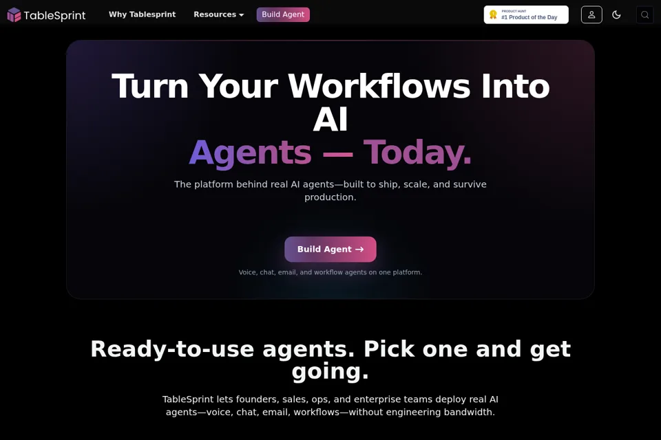 Aperçu de la landing page