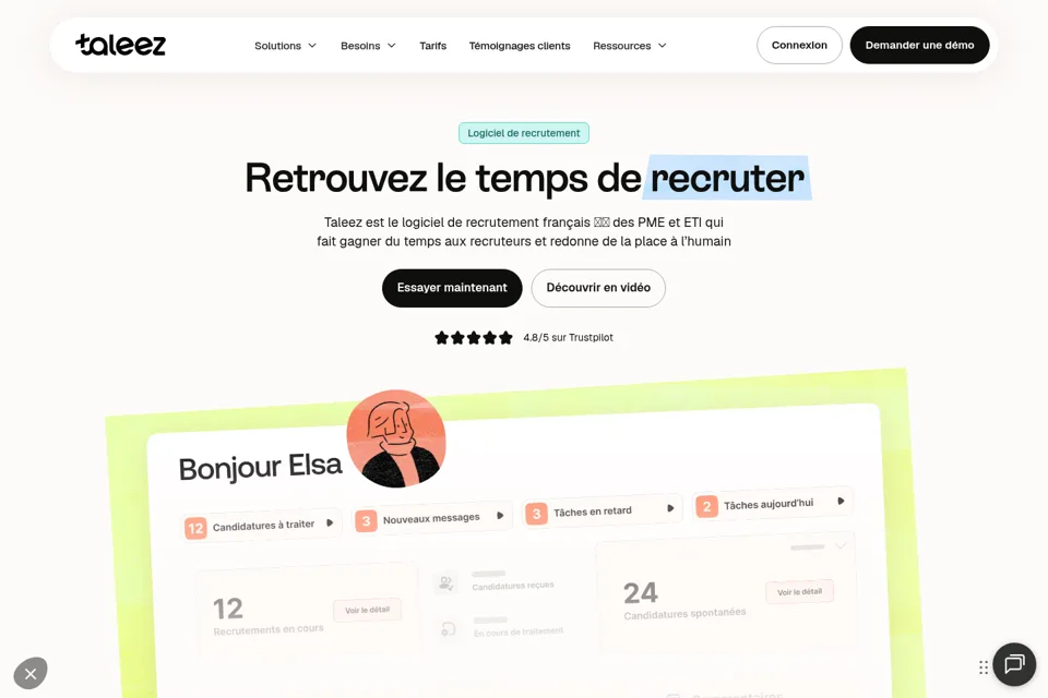 Aperçu de la landing page