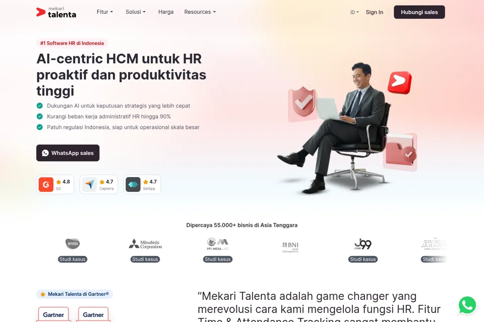 Aperçu de la landing page